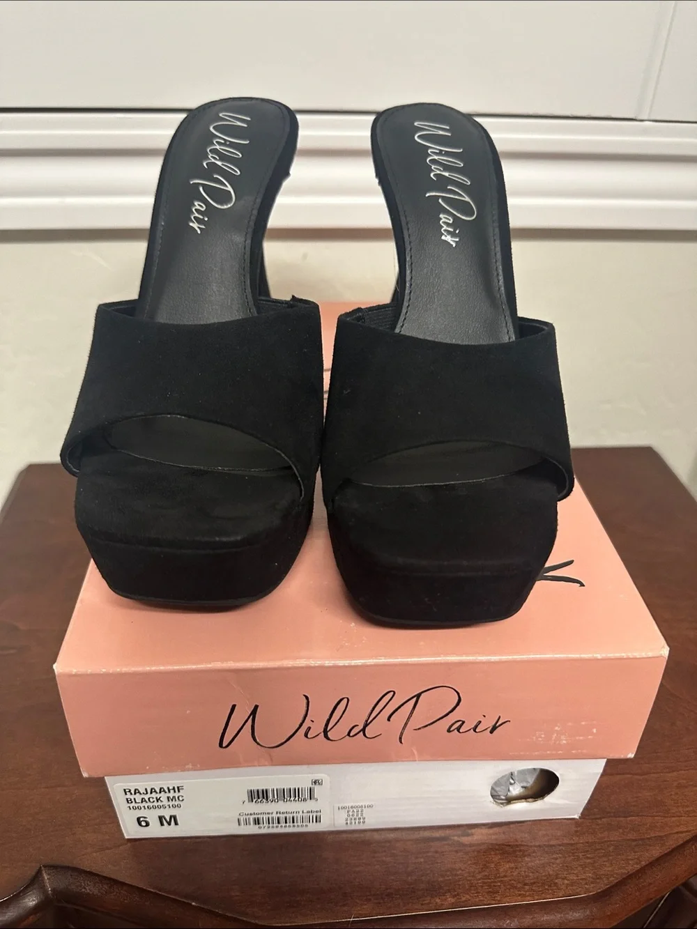 Wild Pair Black Platform Slide Sandals